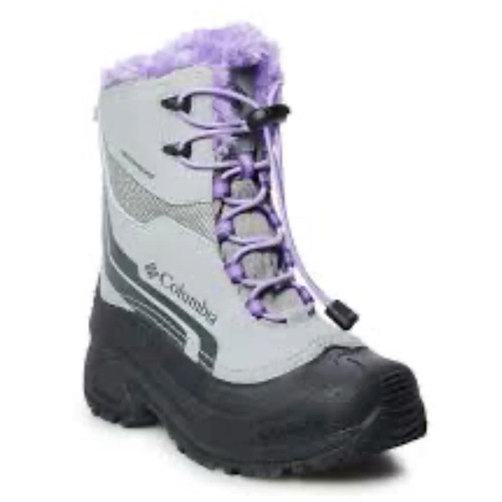 🤍💜💎💎Columbia Kids' Black and Lavender Snow Boots